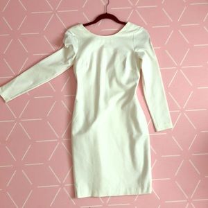 Banana Republic White Ponte Long Sleeve Dress